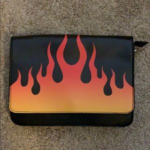 Flame PU leather crossbody bag without strap